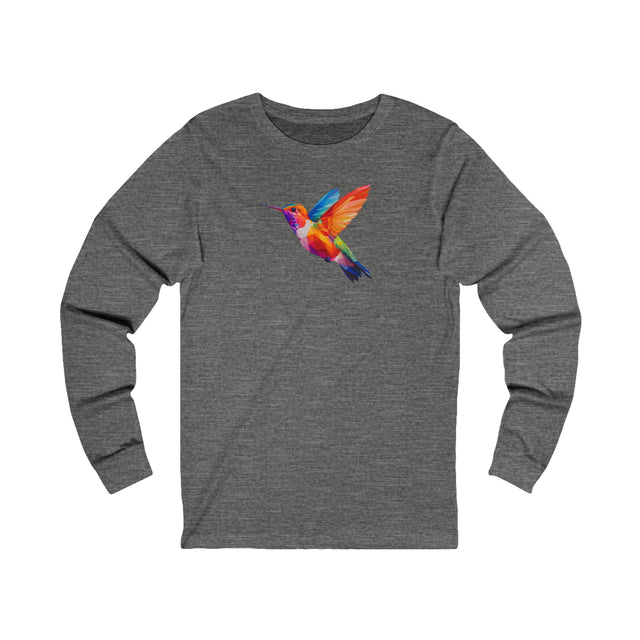 Geometric Rainbow Hummingbird Long Sleeve T-shirt,Pride Shirt,Queer Top,Rainbow Animals,LGBTQ+ Tee,Bird Lover Gift,Gay,Lesbian,Bisexual,Trans