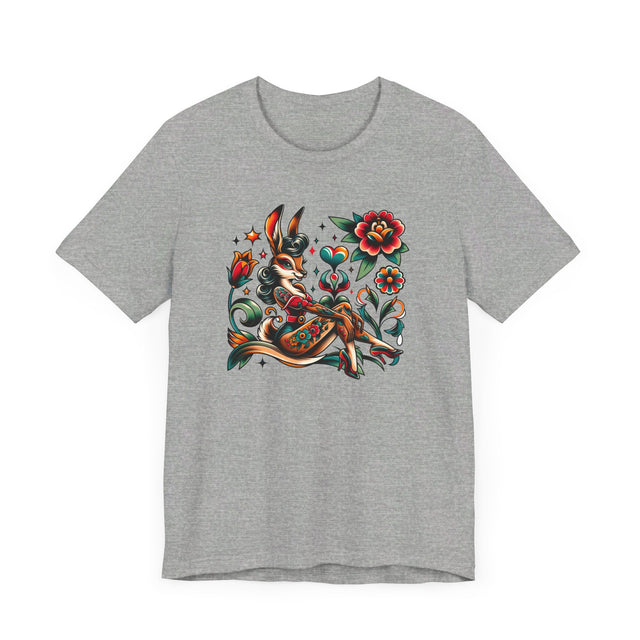 Rockabilly Rabbit Pinup T-shirt, Flash Tattoo Style Shirt