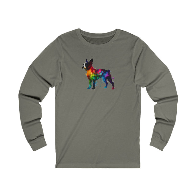 Rainbow Boston Terrier Long Sleeve T-shirt,Pride Shirt,Dog Lover Top,Rainbow Animals,LGBTQ+ Tee, Boston Terrier Owner