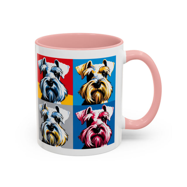 White Miniature Schnauzer Coffee Cup,4-Panel Pop Art Mug,Miniature Schnauzer Lover,Mini Schnauzer Mom,Mini Schnauzer Dad,Dog Lover Gift