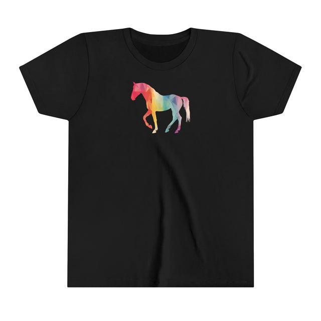 Geometric Rainbow Horse T-shirt,Pride Shirt,Equine Lover Top,Rainbow Animals,LGBTQ+ Tee,Queer,Gay,Lesbian,Bisexual,Trans,Youth Size