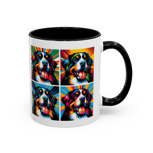 Bernese Mountain Dogs Coffee Cup,4-Panel Pop Art Mug,Berner Sennen Lover,Bernese Mom,Berner Dad,Dog Lover Gift,Bernese Mountain Dog Gift