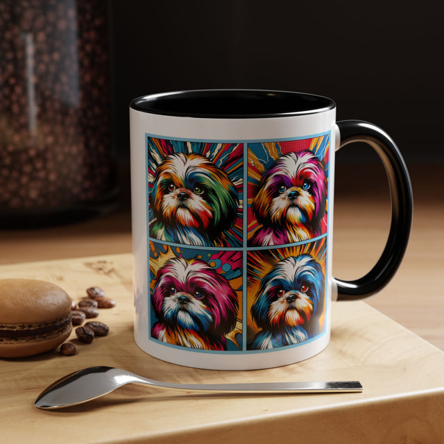Shih Tzus Coffee Cup,4-Panel Pop Art Mug,Shih Tzu Lover,Shih Tzu Mom,Shih Tzu Dad,Dog Lover Gift,Shih Tzu Gift