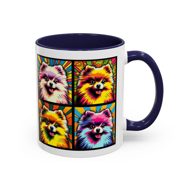Pomeranians Coffee Cup,4-Panel Pop Art Mug,Pomeranian Lover,Pom Mom,Pom Pom Dad,Dog Lover Gift,Pomeranian Gift