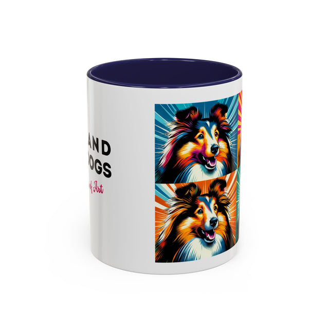 Shetland Sheepdogs Coffee Cup,4-Panel Pop Art Mug,Toy Collie Lover,Sheltie Mom,Sheltie Dad,Dog Lover Gift,Shetland Sheepdog Gift