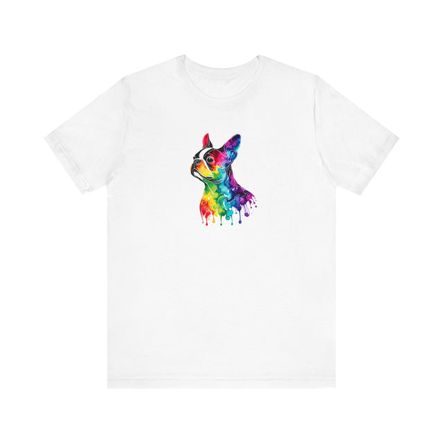 Rainbow Boston Terrier Head T-shirt,Pride Shirt,Dog Lover Top,Rainbow Animals,LGBTQ+ Tee, Boston Terrier Owner