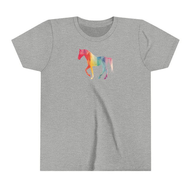 Geometric Rainbow Horse T-shirt,Pride Shirt,Equine Lover Top,Rainbow Animals,LGBTQ+ Tee,Queer,Gay,Lesbian,Bisexual,Trans,Youth Size