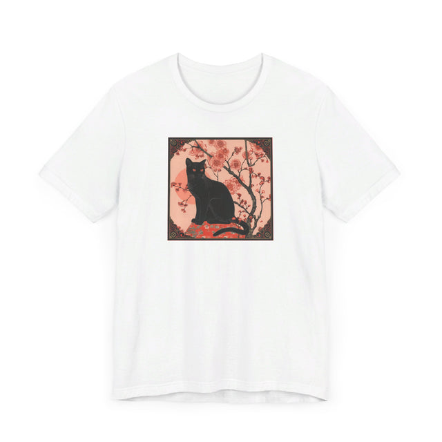 Black Cat Flowers T-shirt, Cat Lover Top, Halloween Tee