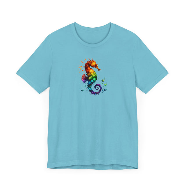 Rainbow Seahorse Alcohol Ink,Sea life lover,Ocean Life,Nautical,Pride Shirt,LGBTQ+ Tee