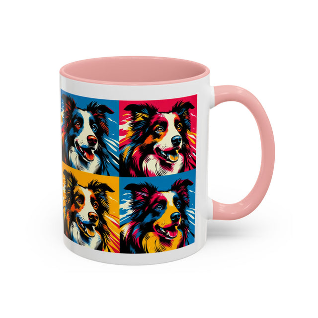 Border Collies Coffee Cup,4-Panel Pop Art Mug,Border Collie Lover,Border Collie Mom,Border Collie Dad,Dog Lover Gift,Border Collie Gift