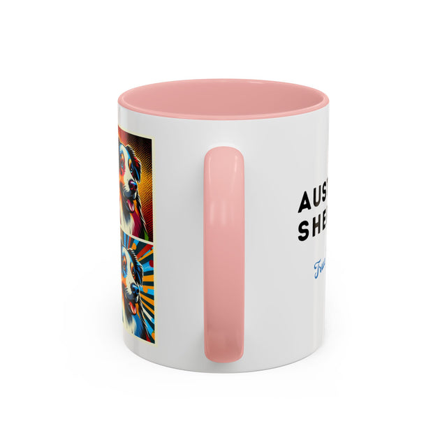 Australian Shepherds Coffee Cup,4-Panel Pop Art Mug,Australian Shepherd Lover,Aussie Shepherd Mom,Aussie Dad,Dog Lover Gift,Aussie Shepherd Gift