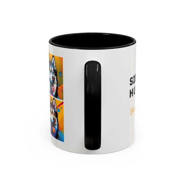 Siberian Huskies Coffee Cup,4-Panel Pop Art Mug,Husky Lover,Husky Mom,Sibe Dad,Dog Lover Gift,Siberian Husky Gift