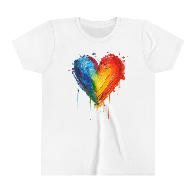 Painted Rainbow Heart T-shirt, Pride Shirt, Youth Size