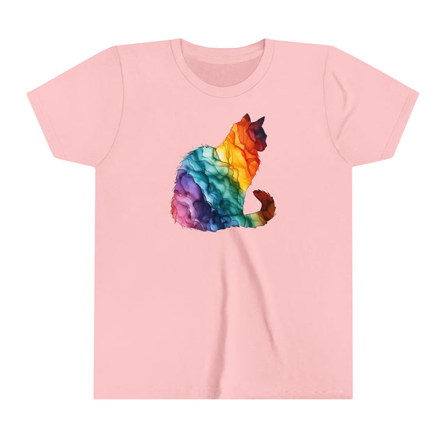 Rainbow Cat T-shirt,Pride Shirt,Cat Lover Top,Rainbow Animals,LGBTQ+ Tee,Queer,Gay,Lesbian,Bisexual,Trans,Feline,Kitten,Kitty,Youth Size