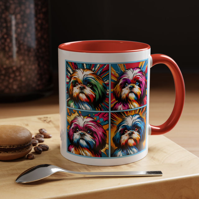 Shih Tzus Coffee Cup,4-Panel Pop Art Mug,Shih Tzu Lover,Shih Tzu Mom,Shih Tzu Dad,Dog Lover Gift,Shih Tzu Gift