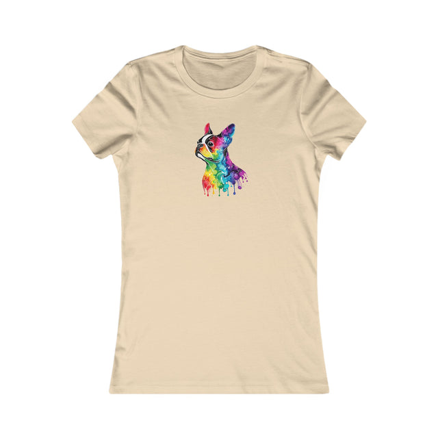 Rainbow Boston Terrier Head T-shirt,Pride Shirt,Dog Lover Top,Rainbow Animals,LGBTQ+ Tee,Boston Terrier Owner,Women's Favorite Tee