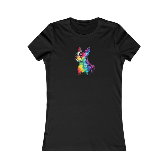 Rainbow Boston Terrier Head T-shirt,Pride Shirt,Dog Lover Top,Rainbow Animals,LGBTQ+ Tee,Boston Terrier Owner,Women's Favorite Tee