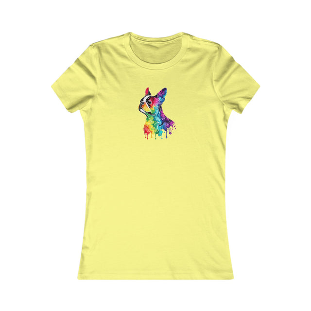 Rainbow Boston Terrier Head T-shirt,Pride Shirt,Dog Lover Top,Rainbow Animals,LGBTQ+ Tee,Boston Terrier Owner,Women's Favorite Tee