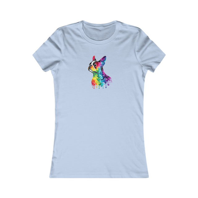 Rainbow Boston Terrier Head T-shirt,Pride Shirt,Dog Lover Top,Rainbow Animals,LGBTQ+ Tee,Boston Terrier Owner,Women's Favorite Tee