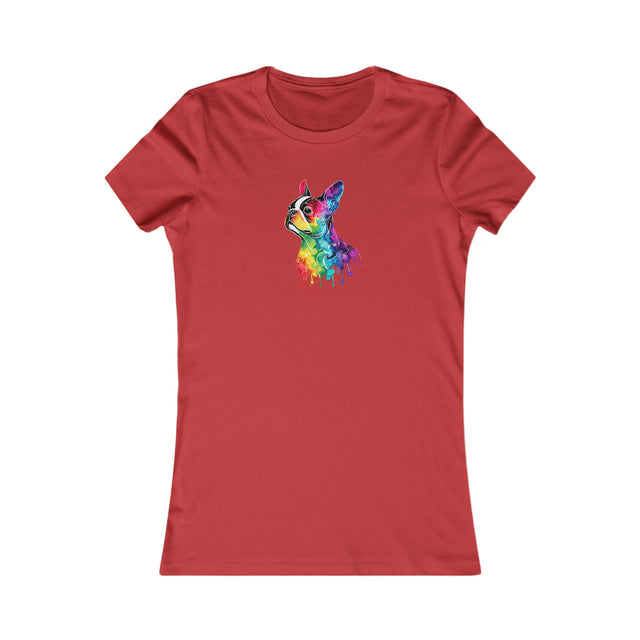 Rainbow Boston Terrier Head T-shirt,Pride Shirt,Dog Lover Top,Rainbow Animals,LGBTQ+ Tee,Boston Terrier Owner,Women's Favorite Tee