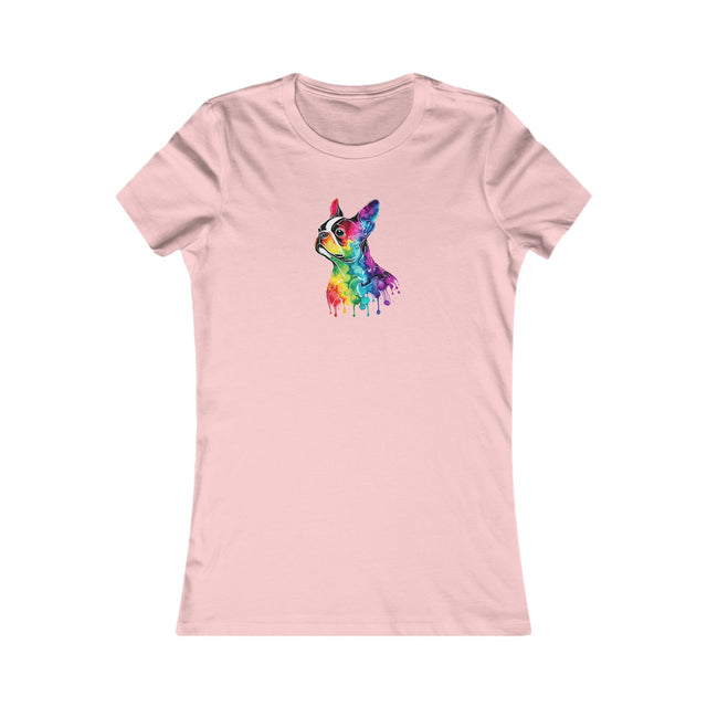 Rainbow Boston Terrier Head T-shirt,Pride Shirt,Dog Lover Top,Rainbow Animals,LGBTQ+ Tee,Boston Terrier Owner,Women's Favorite Tee