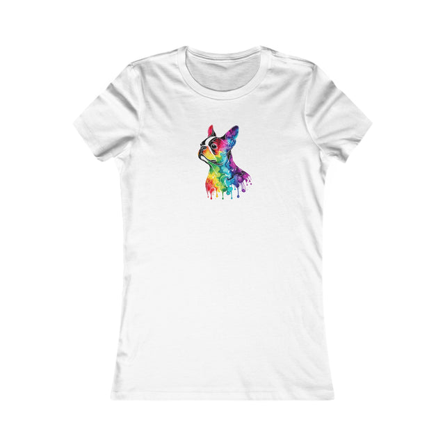 Rainbow Boston Terrier Head T-shirt,Pride Shirt,Dog Lover Top,Rainbow Animals,LGBTQ+ Tee,Boston Terrier Owner,Women's Favorite Tee