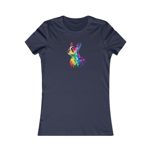 Rainbow Boston Terrier Head T-shirt,Pride Shirt,Dog Lover Top,Rainbow Animals,LGBTQ+ Tee,Boston Terrier Owner,Women's Favorite Tee