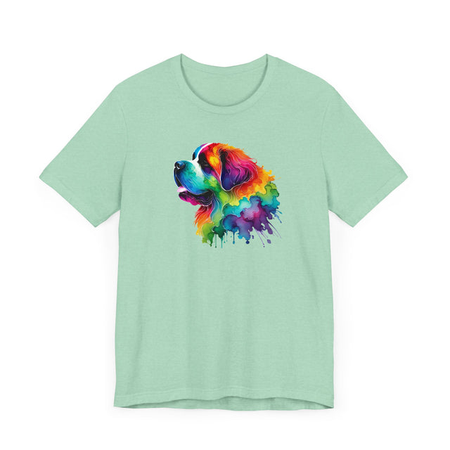 Rainbow St. Bernard Head T-shirt,Pride Shirt,Dog Lover Top,Rainbow Animals,LGBTQ+ Tee, Saint Bernard owner, St Bernard gift