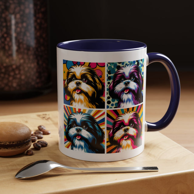 Shih Tzus Coffee Cup,4-Panel Pop Art Mug,Shih Tzu Lover,Shih Tzu Mom,Shih Tzu Dad,Dog Lover Gift,Shih Tzu Gift
