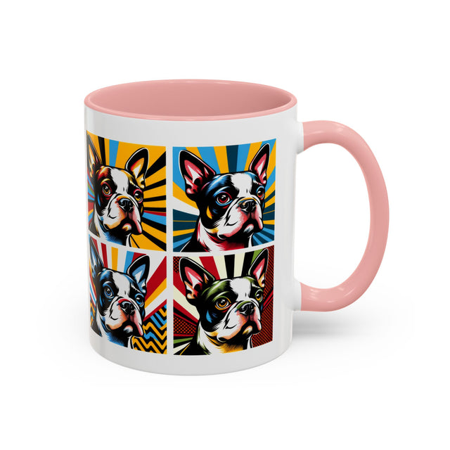 Boston Terrier Coffee Cup,4-Panel Pop Art Mug,Boston Terrier Lover,Boston Terrier Mom