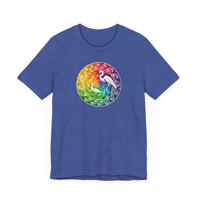 Rainbow Egret Spiral Mandala T-shirt, Bird Lover T shirt, LGBTQ+, BGLT,Pride Shirt