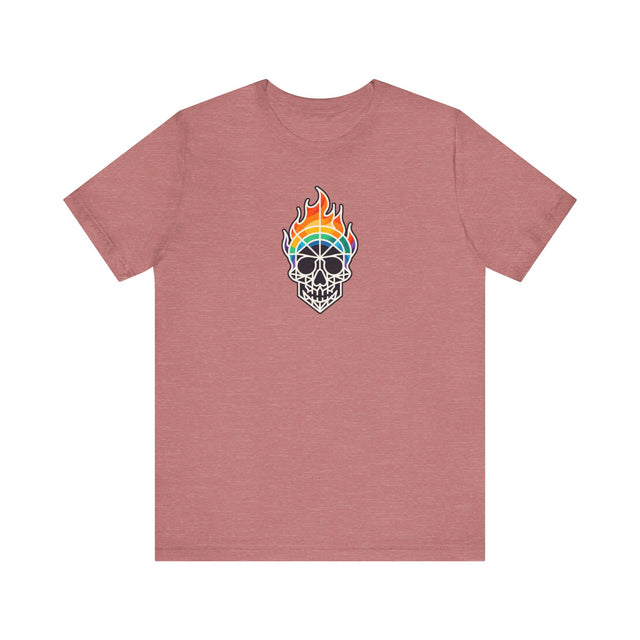 Flaming Rainbow Skull Shirt,Pride T-Shirt,Pride Parade T shirt, LGBTQ+ Tee,Nonbinary,Gay,Lesbian,Bisexual,Trans,BGLT,LBGT,Radical Fairies,Queer Goth