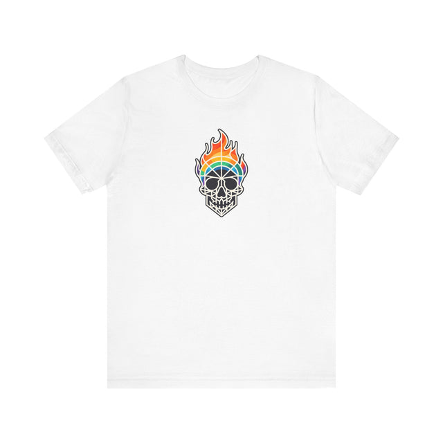 Flaming Rainbow Skull Shirt,Pride T-Shirt,Pride Parade T shirt, LGBTQ+ Tee,Nonbinary,Gay,Lesbian,Bisexual,Trans,BGLT,LBGT,Radical Fairies,Queer Goth