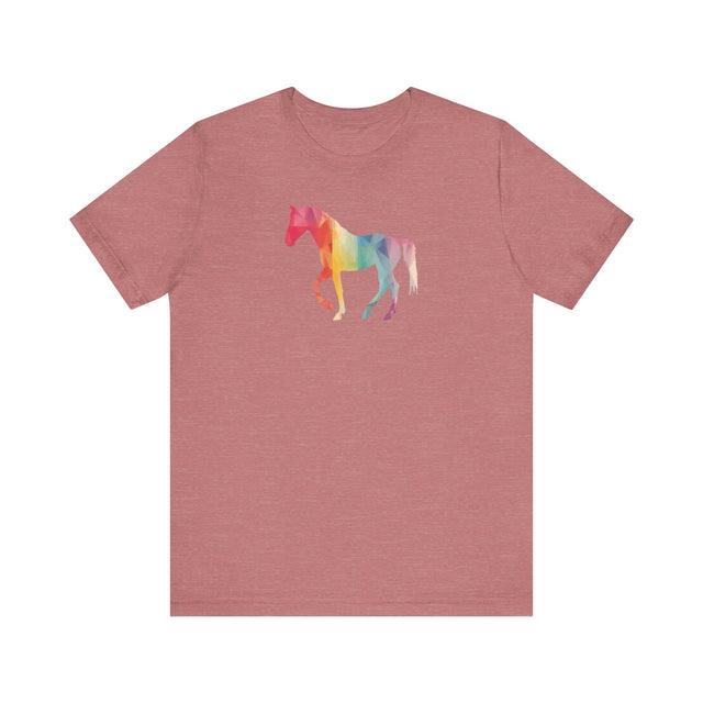 Geometric Rainbow Horse T-shirt,Pride Shirt,Equine Lover Top,Rainbow Animals,LGBTQ+ Tee,Queer,Gay,Lesbian,Bisexual,Trans,Pony,Colt
