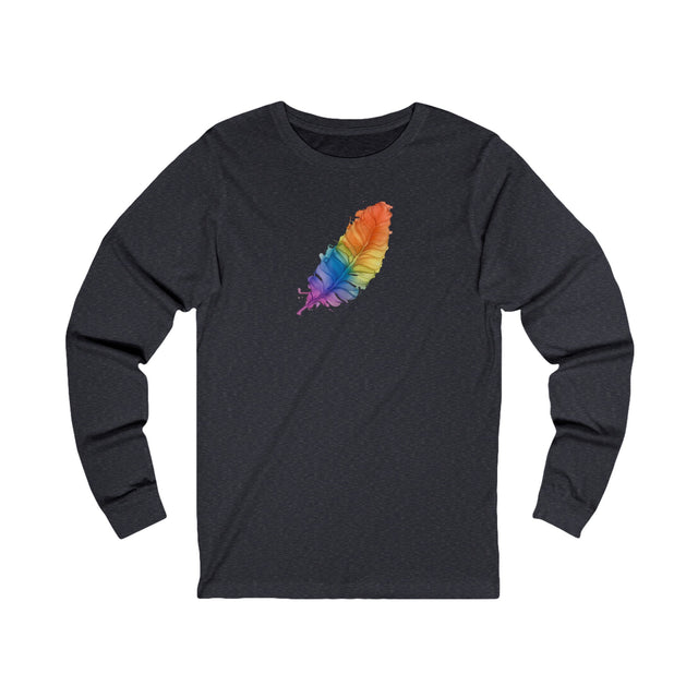 Rainbow Feather Long Sleeve T-shirt,Pride Shirt,Queer Top,Rainbow Animals,LGBTQ+ Tee,Bird Lover Gift,Gay,Lesbian,Bisexual,Trans