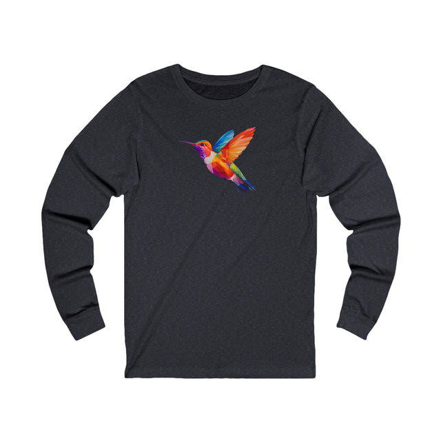 Geometric Rainbow Hummingbird Long Sleeve T-shirt,Pride Shirt,Queer Top,Rainbow Animals,LGBTQ+ Tee,Bird Lover Gift,Gay,Lesbian,Bisexual,Trans