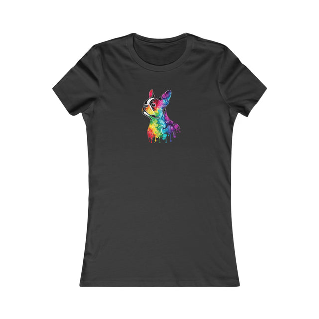 Rainbow Boston Terrier Head T-shirt,Pride Shirt,Dog Lover Top,Rainbow Animals,LGBTQ+ Tee,Boston Terrier Owner,Women's Favorite Tee