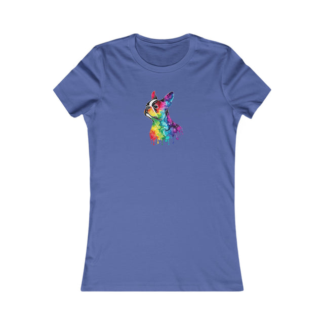Rainbow Boston Terrier Head T-shirt,Pride Shirt,Dog Lover Top,Rainbow Animals,LGBTQ+ Tee,Boston Terrier Owner,Women's Favorite Tee
