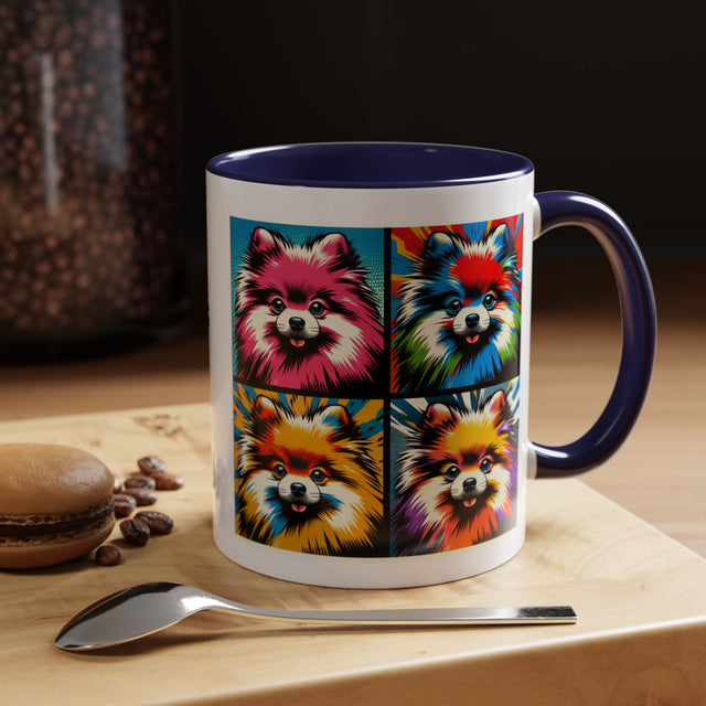 Pomeranians Coffee Cup,4-Panel Pop Art Mug,Pomeranian Lover,Pom Mom,Pom Pom Dad,Dog Lover Gift,Pomeranian Gift