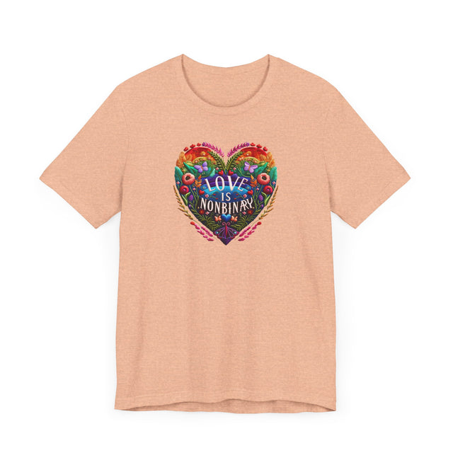 Love Is NonBinary Heart Shirt, Rainbow Heart T-shirt, LGBTQ+ Heart Top
