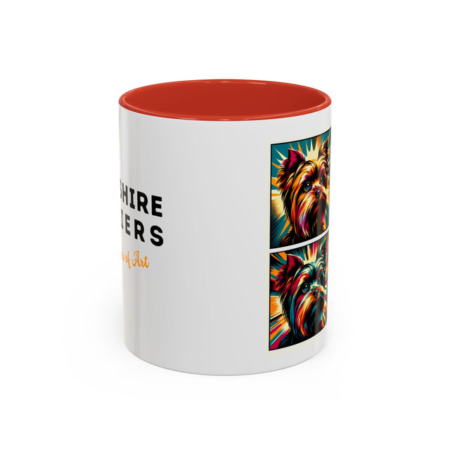 Yorkshire Terriers Coffee Cup,4-Panel Pop Art Mug,Yorkie Lover,Yorkie Mom,Yorkie Dad,Dog Lover Gift,Yorkshire Terrier Gift