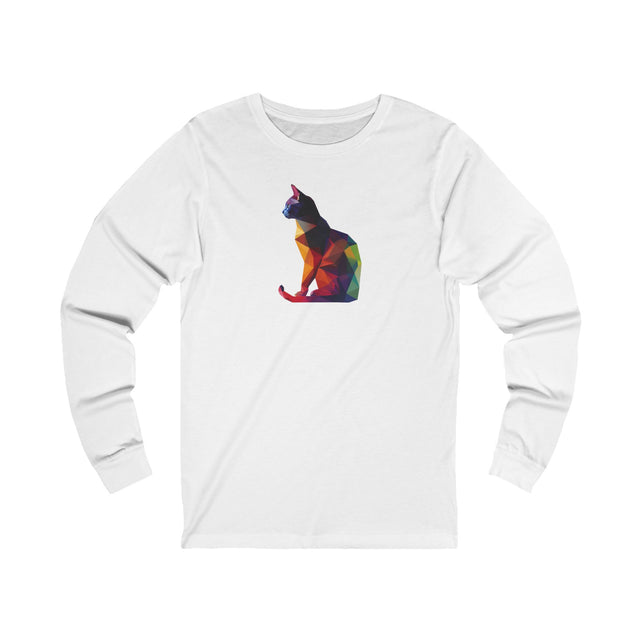 Geometric Rainbow Cat Long Sleeve T-shirt