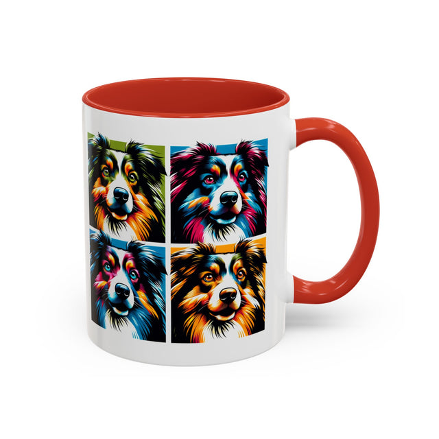 Miniature American Shepherds Coffee Cup,4-Panel Pop Art Mug,MAS Lover,Mini Aussie Mom,Mini Aussie Dad,Dog Lover Gift,Miniature American Shepherd Gift