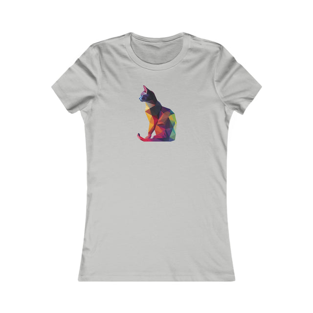 Geometric Rainbow Cat T-shirt,Pride Shirt,Cat Lover Top,Rainbow Animals,LGBTQ+ Tee,Queer,Gay,Lesbian,Bisexual,Trans,Feline,Kitten,Kitty,Women's Favorite Tee