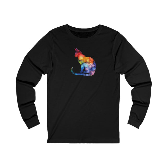 Rainbow Cat Long Sleeve T-shirt,Pride Shirt,Queer Top,Rainbow Animals,LGBTQ+ Tee,Cat Lover Gift,Gay,Lesbian,Bisexual,Trans,Feline,Kitten,Kitty