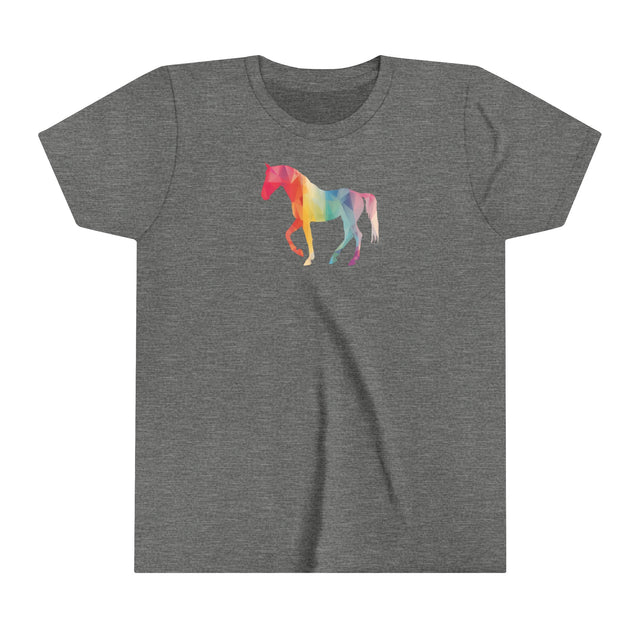 Geometric Rainbow Horse T-shirt,Pride Shirt,Equine Lover Top,Rainbow Animals,LGBTQ+ Tee,Queer,Gay,Lesbian,Bisexual,Trans,Youth Size