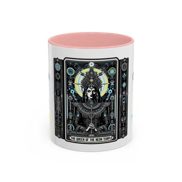 Queen of the Neon Temple Tarot card mug,Mothers Day Gift,EDM gift,Mystical Cards cup,Raver mug,Dance Music mug,Cyberpunk cup,Sci-fi mug