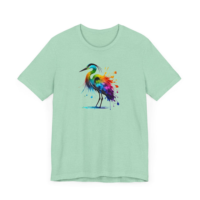 Rainbow Grey Heron Alcohol Ink T-shirt, Pride Shirt,Bird Lover T shirt, LGBTQ+, BGLT, Avian,Gray Heron