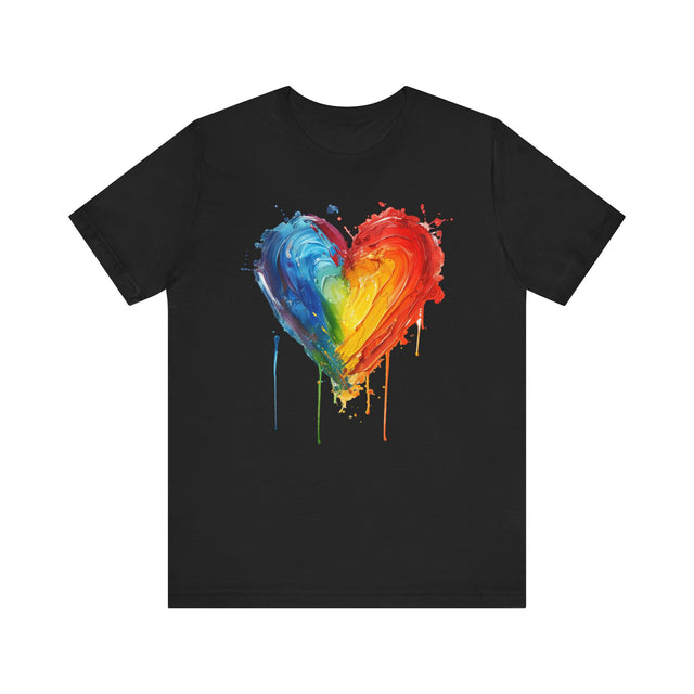 Painted Rainbow Heart T-shirt,Pride Shirt, Gay Pride T shirt, LGBTQ+ Ally Tee, Queer