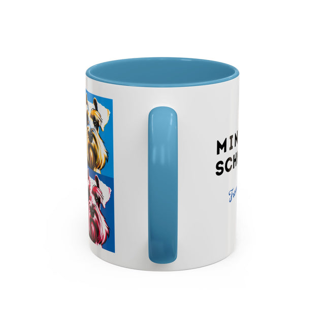 White Miniature Schnauzer Coffee Cup,4-Panel Pop Art Mug,Miniature Schnauzer Lover,Mini Schnauzer Mom,Mini Schnauzer Dad,Dog Lover Gift